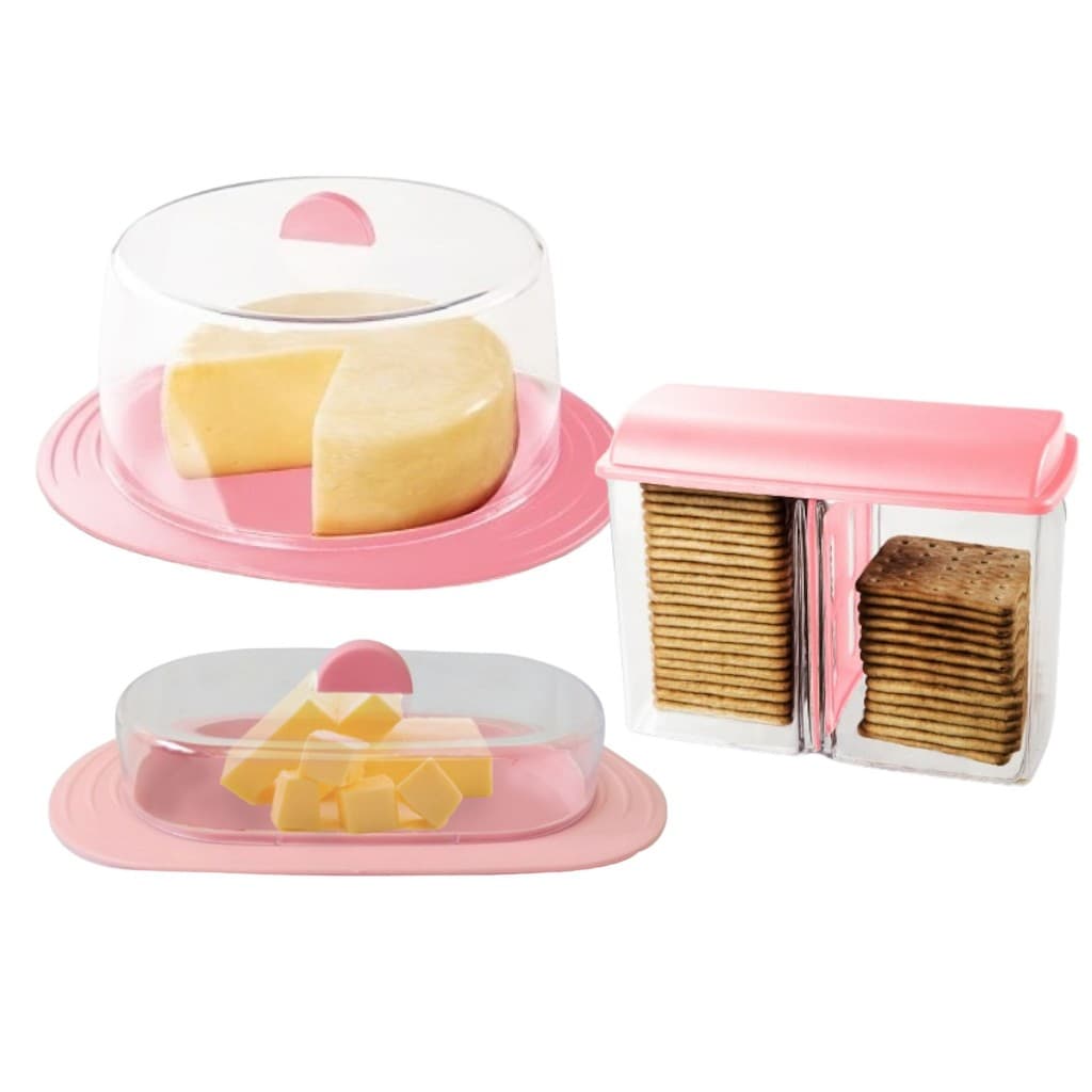 Kit Queijeira Porta Biscoito e Mantegueira Linha Cril 3 Peças