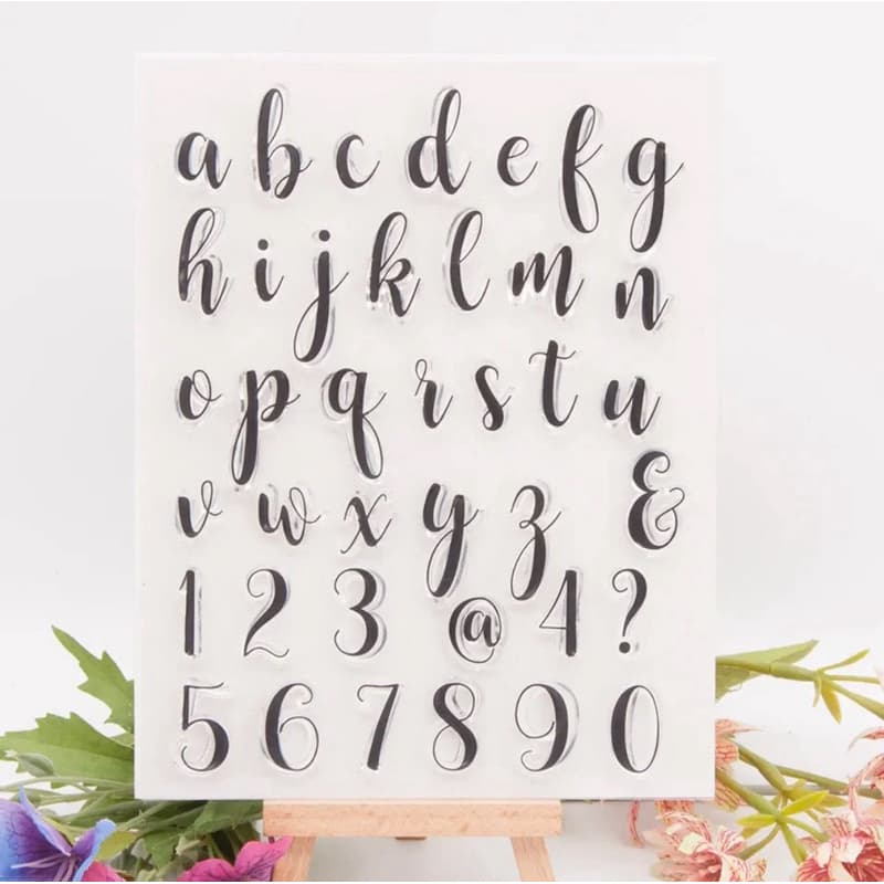 Carimbo brush lettering kit alfabeto e numeros