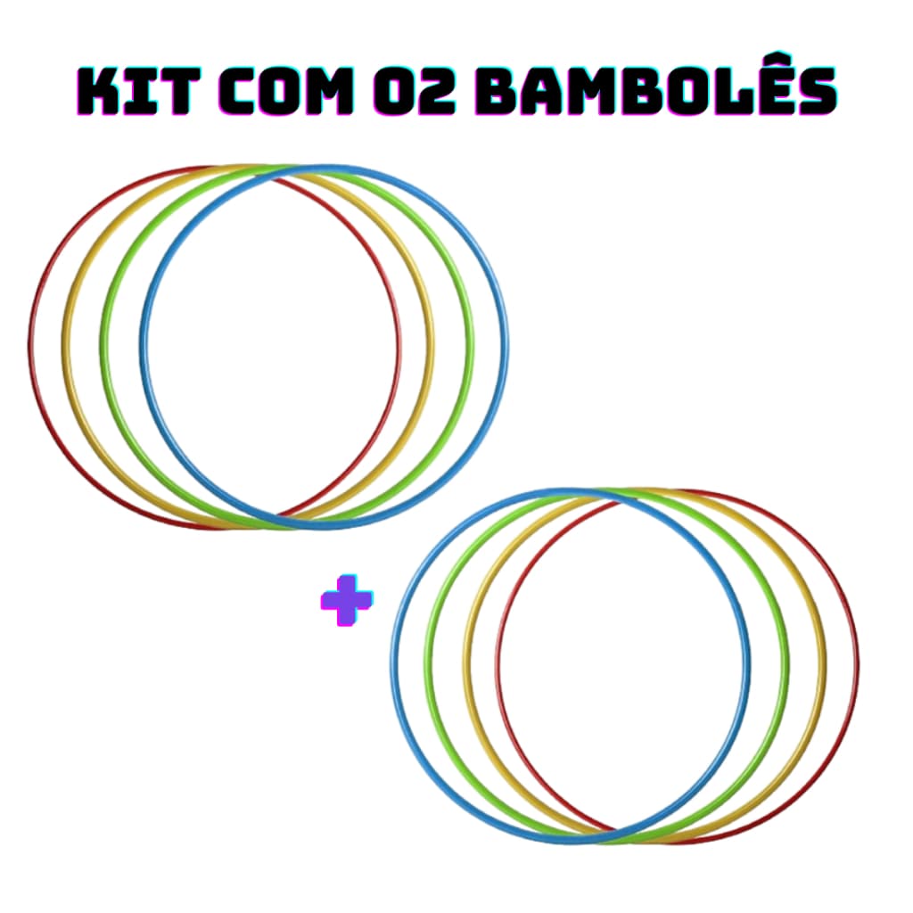 Kit 02 Bambolês Arco Infantil 65cm Colorido Atividade Fisica Dança