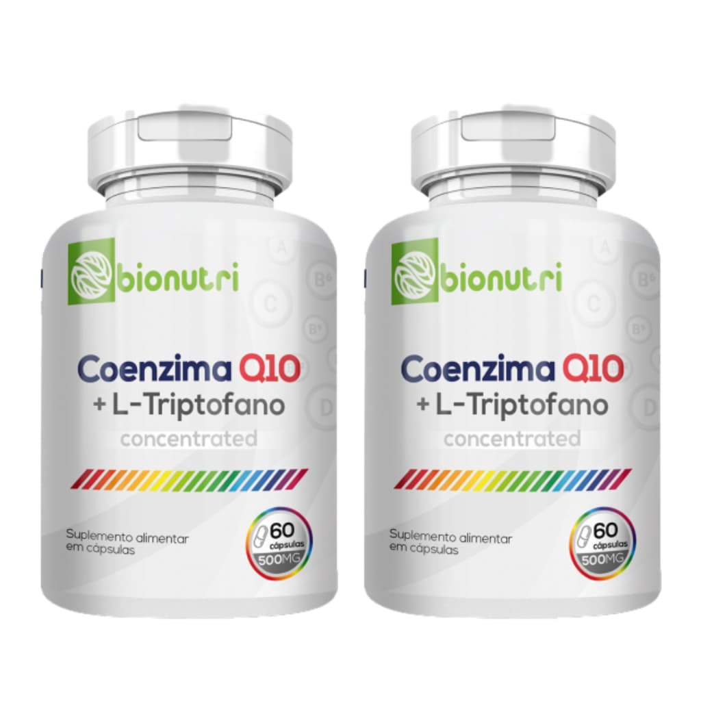 Kit 2 Coenzima Q10 Pura L Tripofano 60caps Suplemento Vitamina Saude