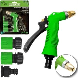 ESGUICHO PARA MANGUEIRA COM 2 ENGATES ½'' + CONECTOR CURTO E BICO COM REDUTOR ¾''PARA ½'' PRO