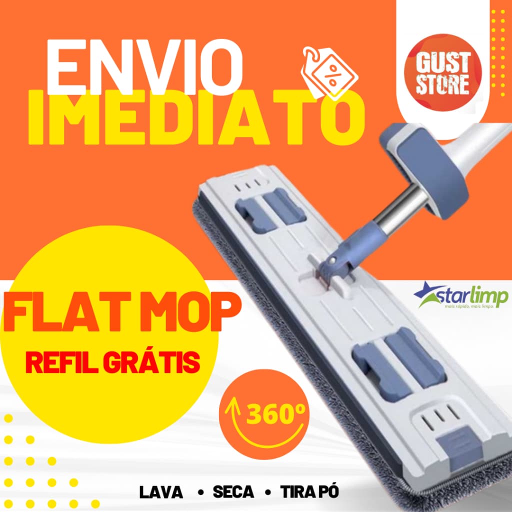 Rodo Flat Mop E Balde Extensivel Inox Lava E Seca Rodo com 5L Profissional Acompanha Refil