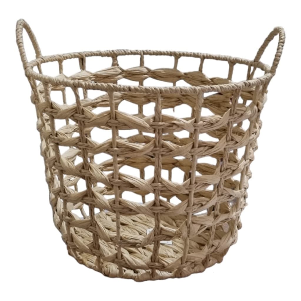 Cesto Decorativo em Fibra Natural c/ Alça 28x28cm