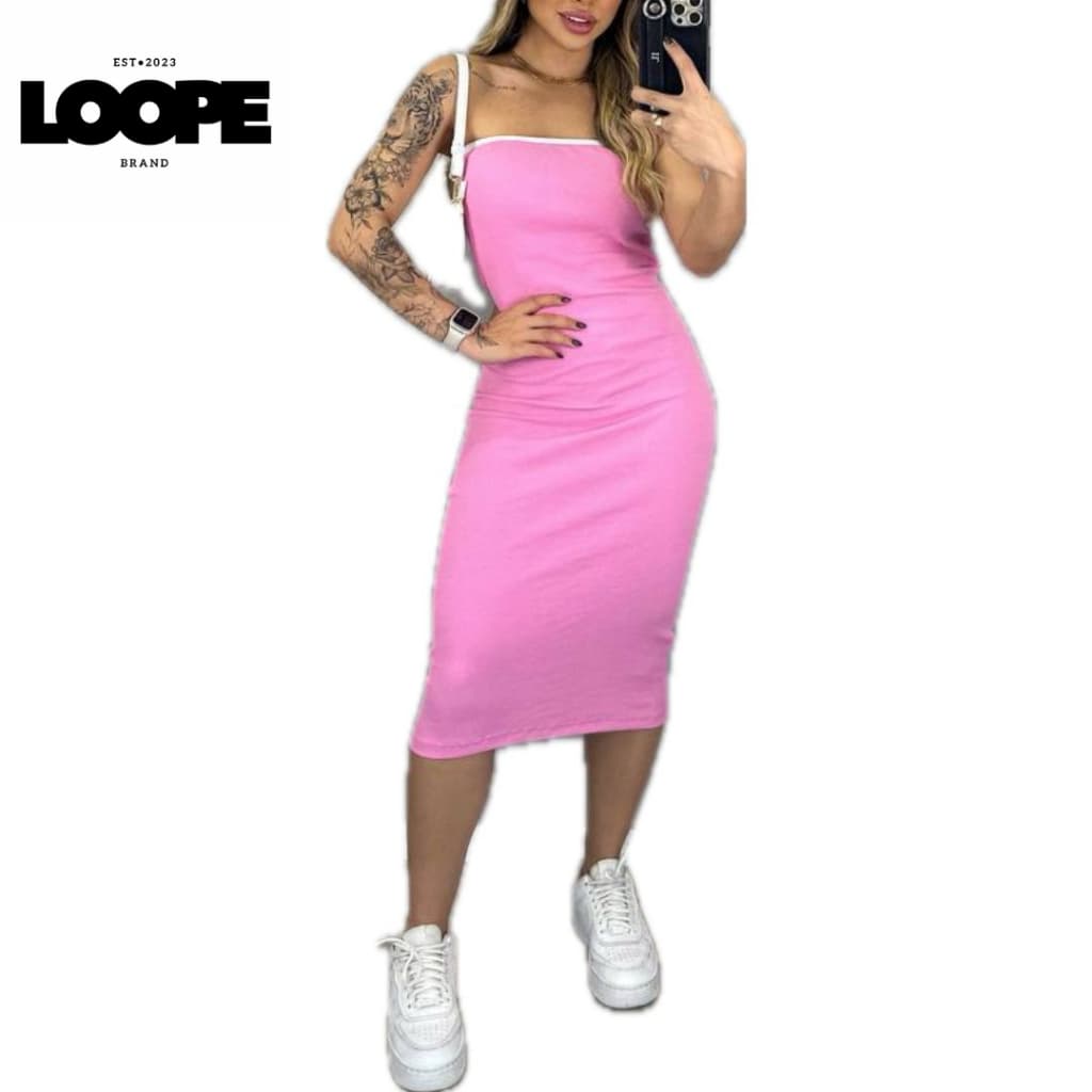 Vestido Tomara que Caia Tubinho Bicolor Midi