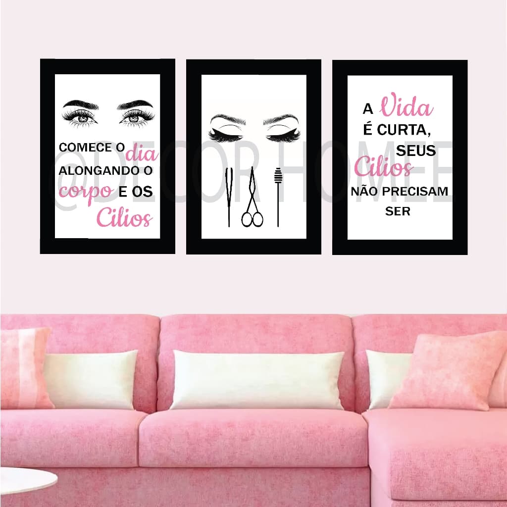 Placa quadro decorativa DESIGN DE CILIOS Decoração de salão de beleza