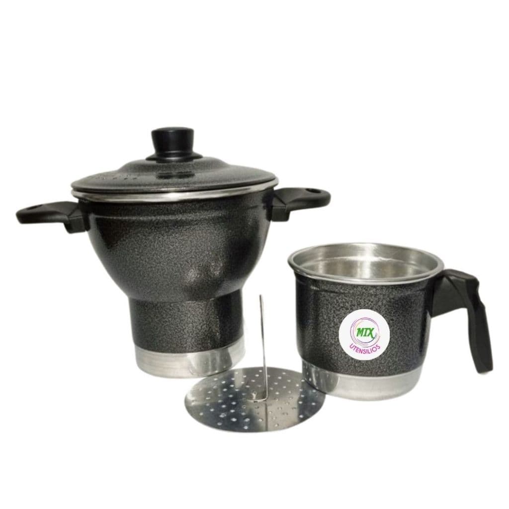Cuscuzeira Nordestino 4 porções Aluminio Craqueado nº18 + Fervedor nº12 1 Litro.
