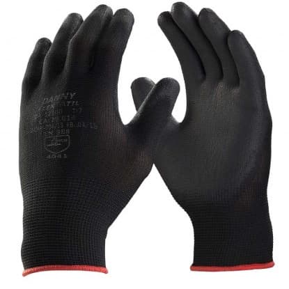 Luva Nylon Danny Flextactil Preta Com Banho De PU DA-12100PT CA 29014