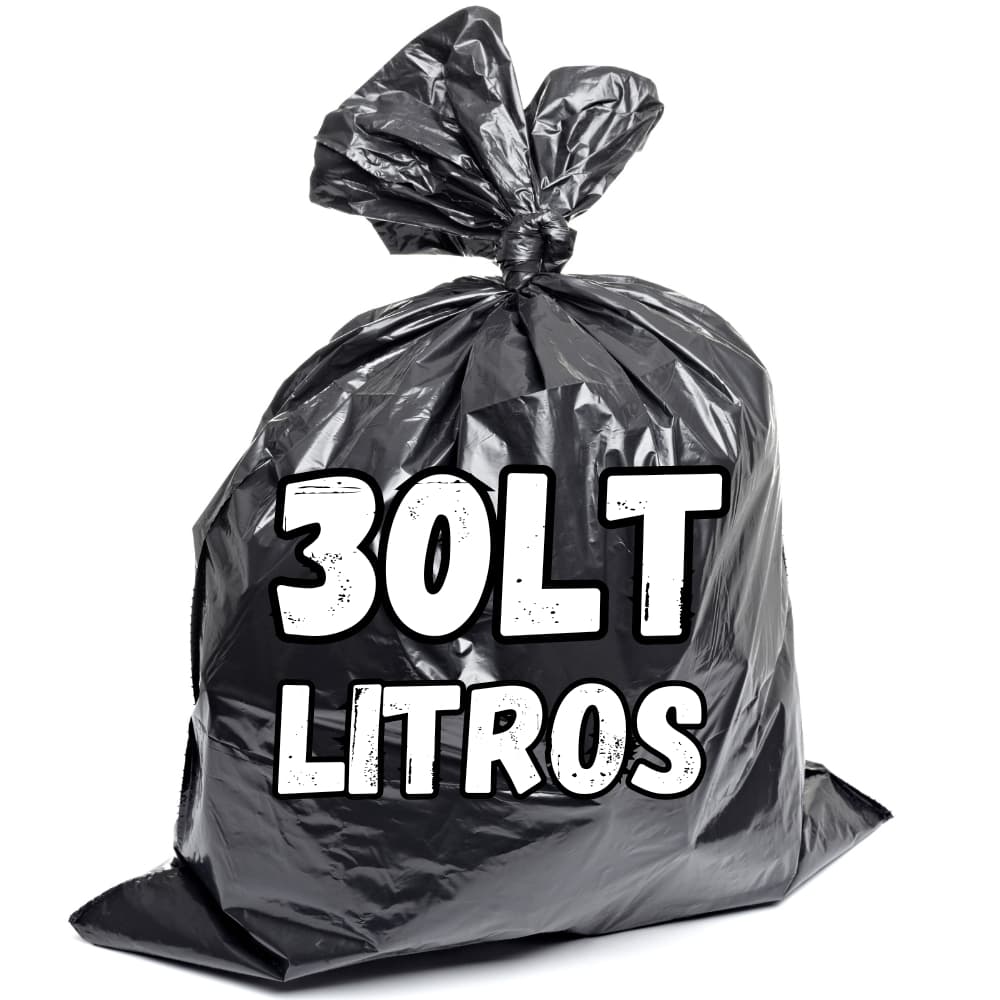 Saco de lixo preto comum 30 Litros 100 unidades