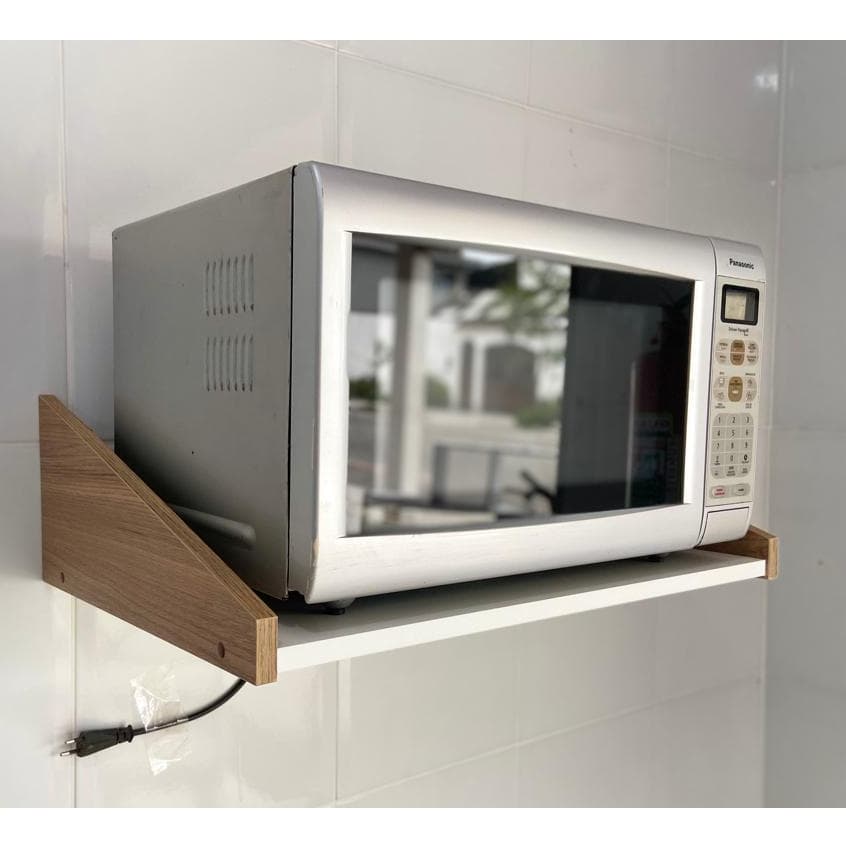Prateleira Suporte para Microondas 35L Branco com Madeirado