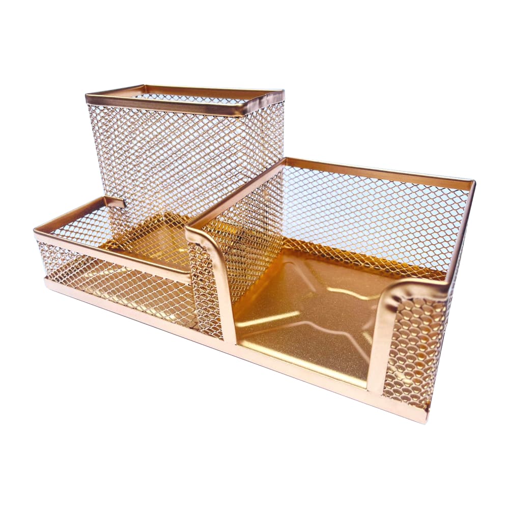 Organizador Dourado Mesa Porta Treco Caneta Lápis Ouro Escritório Aramado Objetos