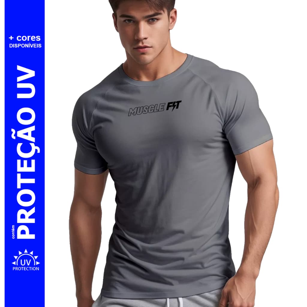 Camiseta Dry Fit Original Masculina Cinza Treino - Muscle Fit