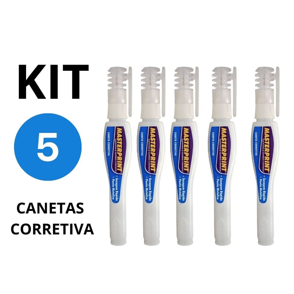 KIT Caneta Corretiva  7ml  Masterprint  Corretivo em Caneta Branquinho