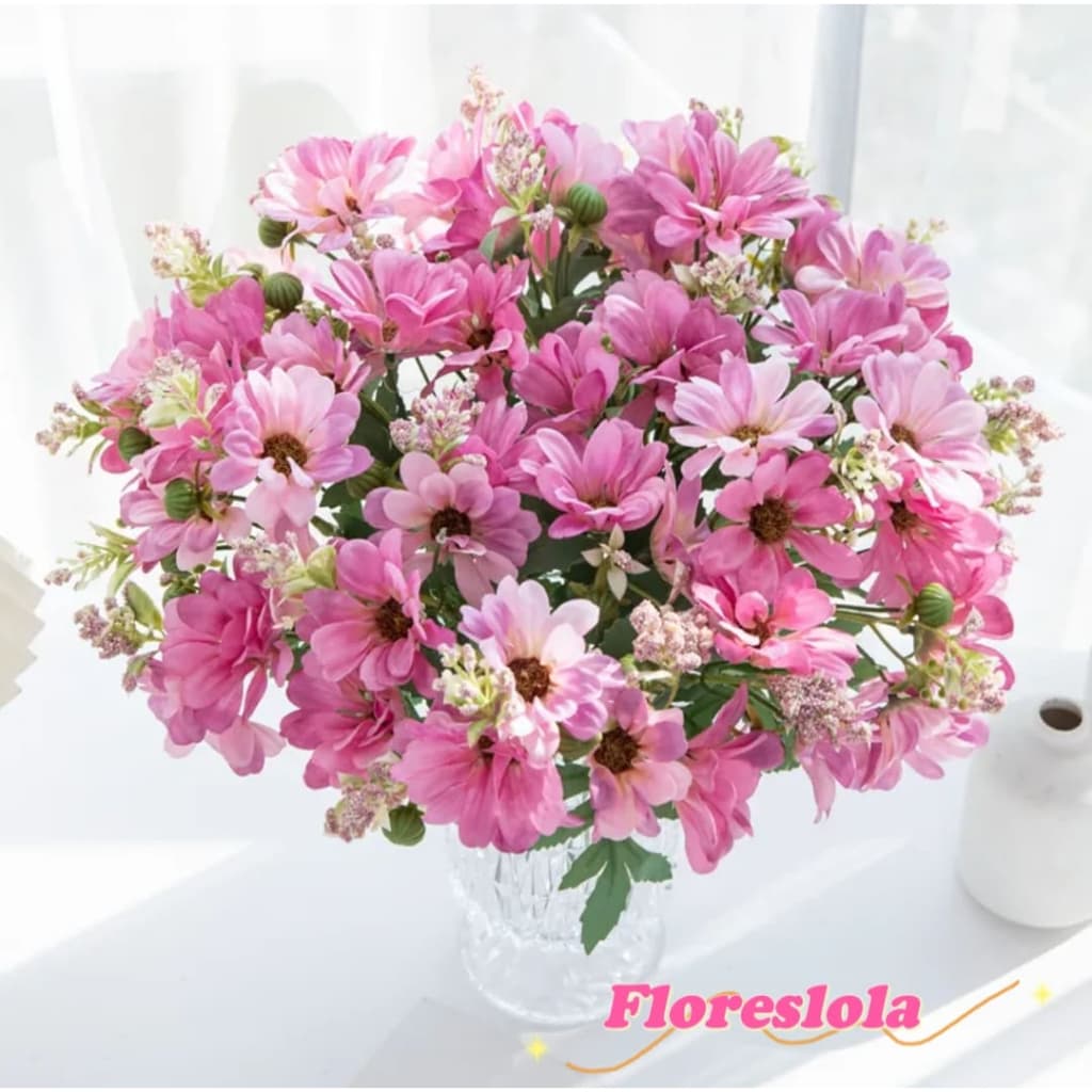Buquê de Margarida Aster Artificiais com 10 Flores P/ Decoração Casamento, Arranjos, Decorar Festas e casa