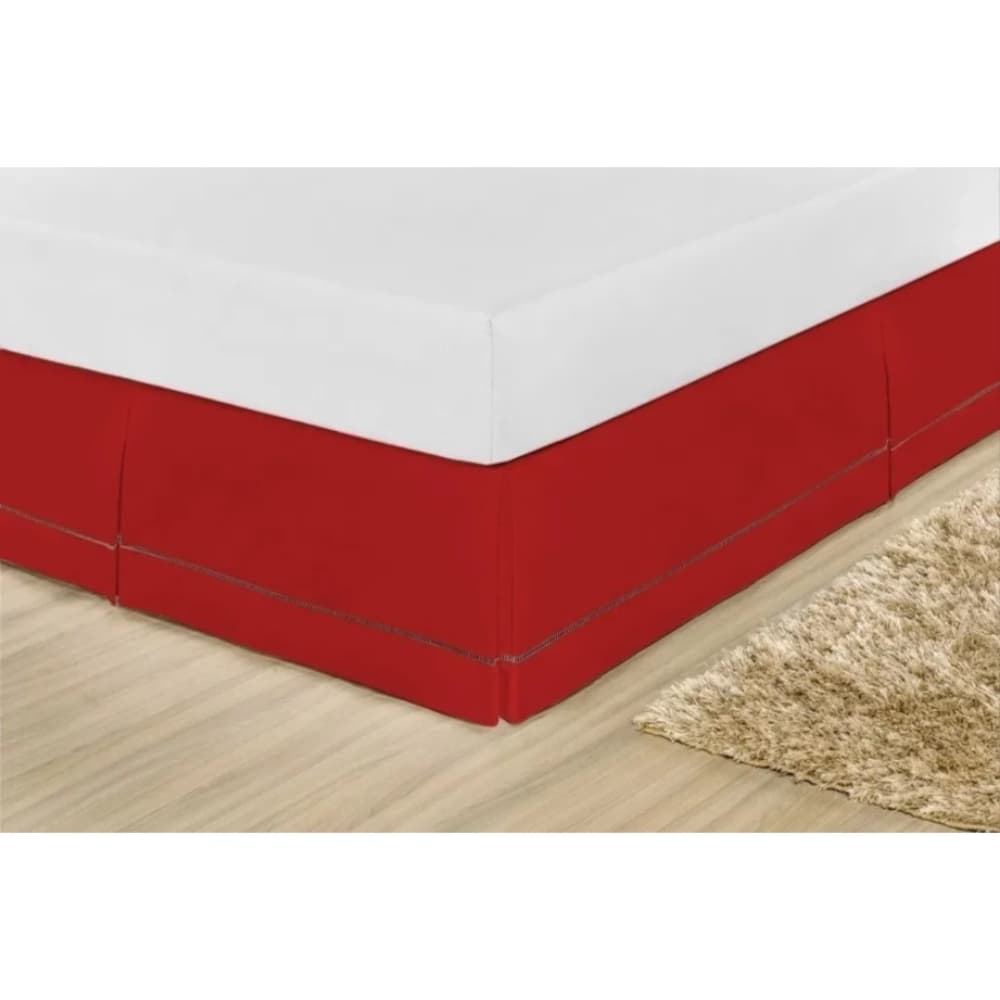 Saia Box Cama Casal Com Detalhes Em Pregas E Ponto Palito