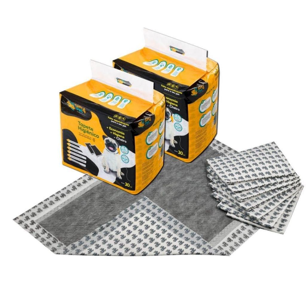KIT 2 PACOTES TAPETE HIGIÊNIC PREMIUM FIBRA DE BAMBU E CARVAO ATIVADO 80X60CM