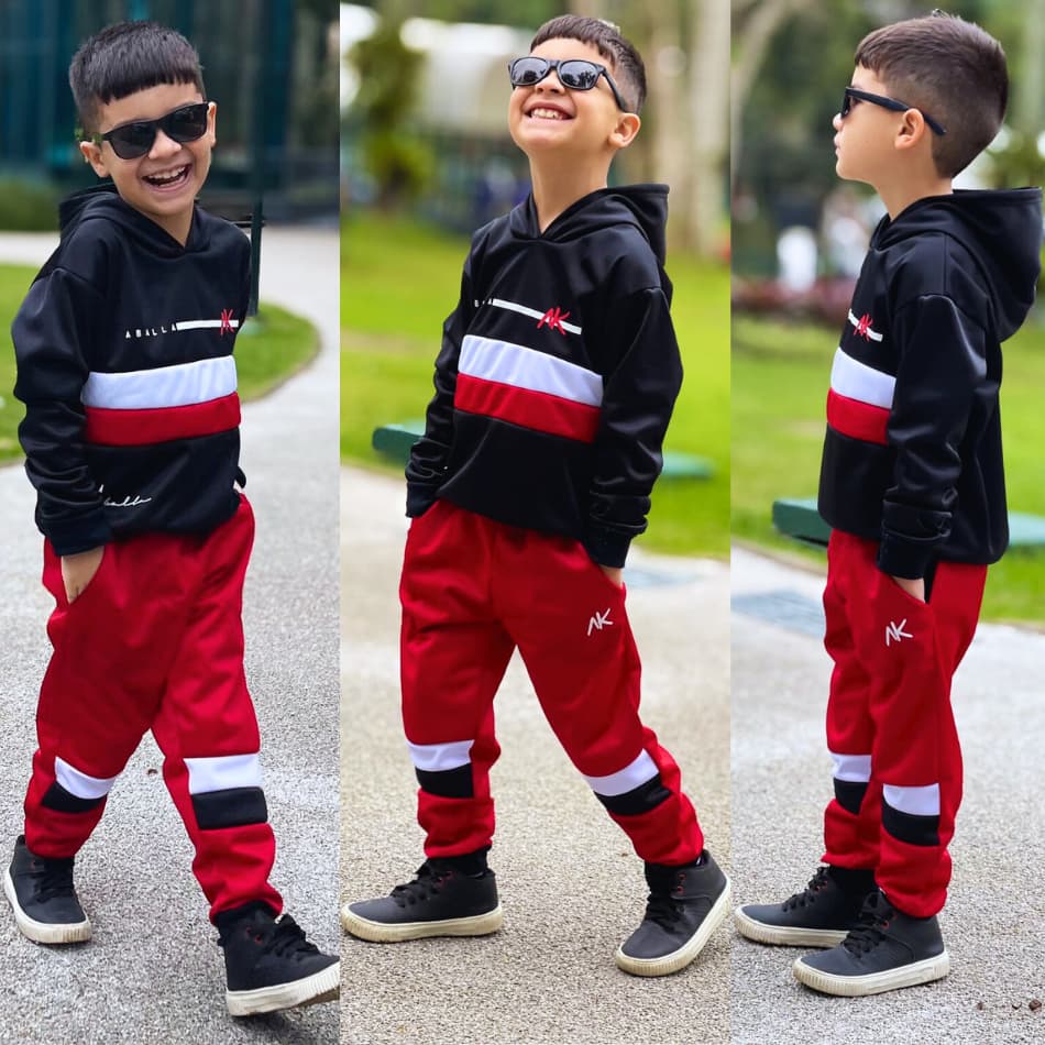 Conjunto Infantil Abrigo de Frio Masculino Inverno Juvenil Menino Calça e Casaco Moletom Flanelado