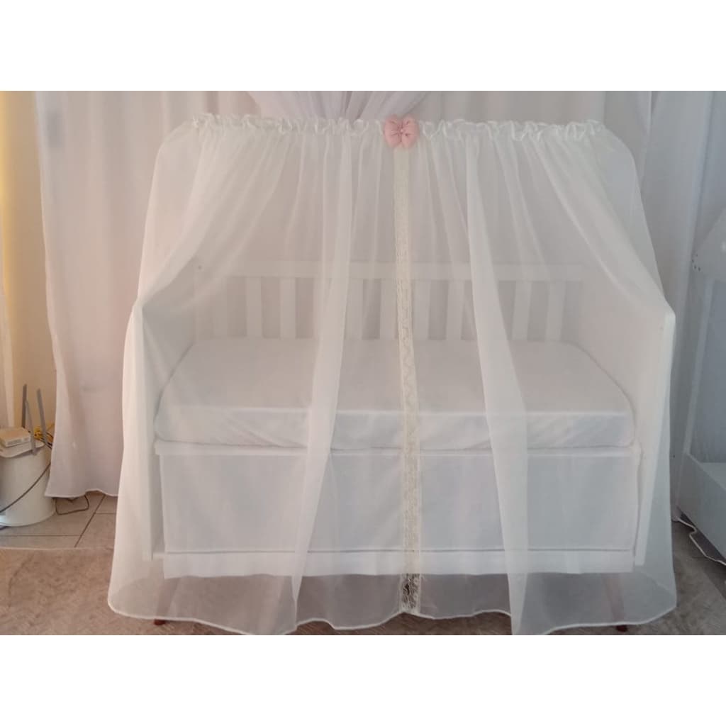 Mosquiteiro de Berço Americano em Voal 1.50m Alt. x 1.30m Larg. Laço Decorativo