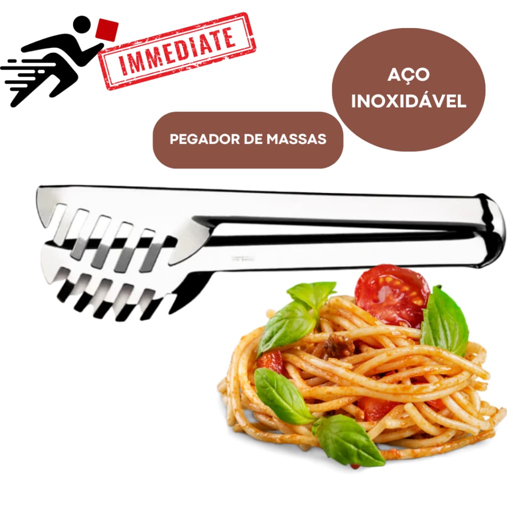 Pegador Inox Massas 29 CM restaurante casa almoço jantar