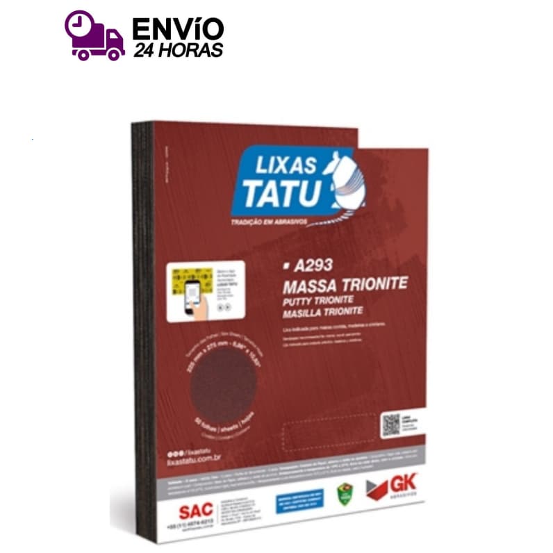 Lixa Massa Parede C/50 Folhas Tatu