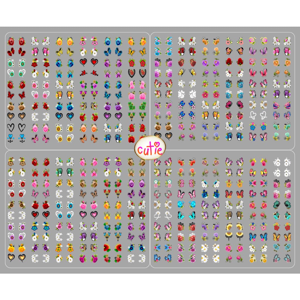 kit 480 Adesivos de Unhas 3D películas variadas Atacado