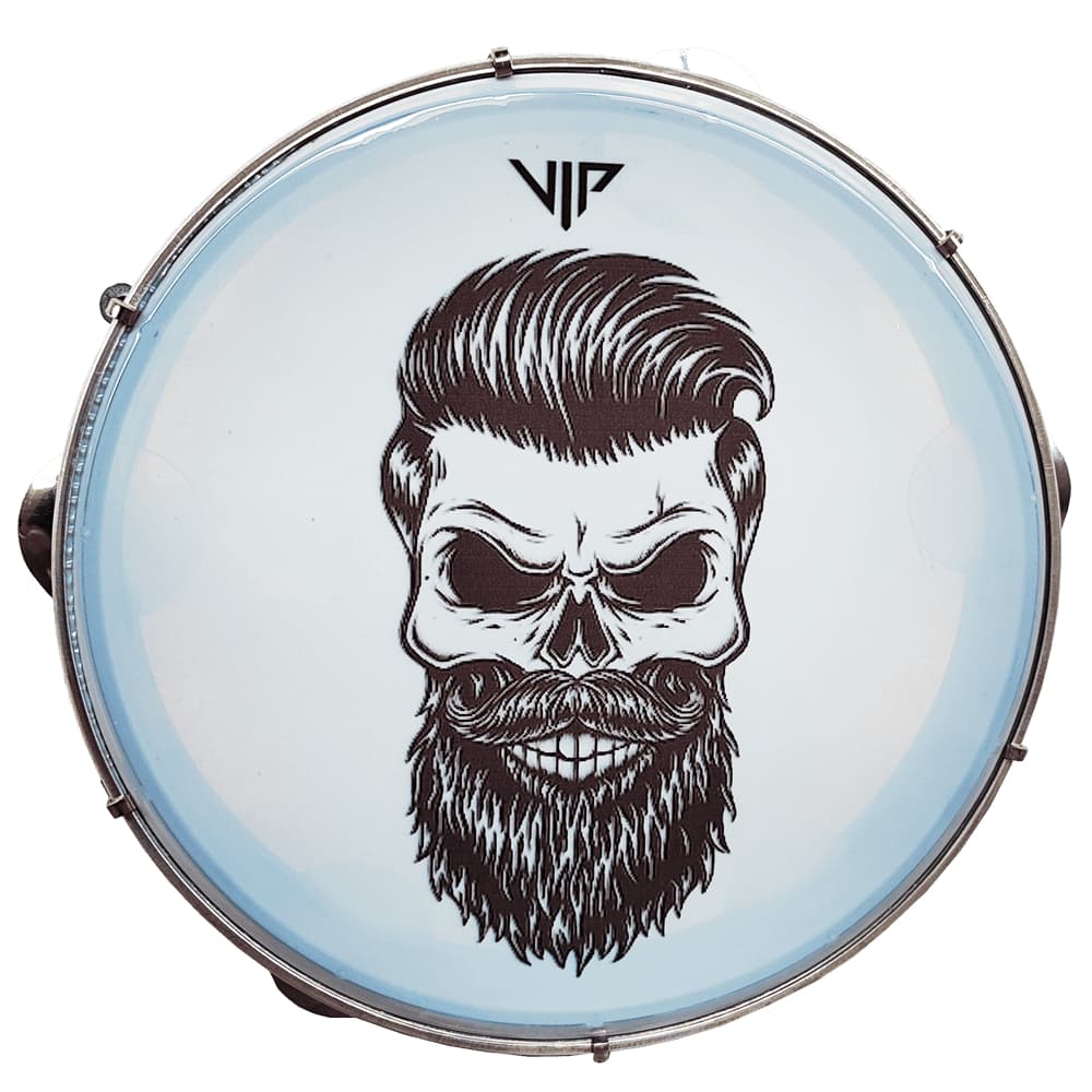 Pandeiro 10 Polegadas Pele Leitosa Vip Caveira Barber Stilo