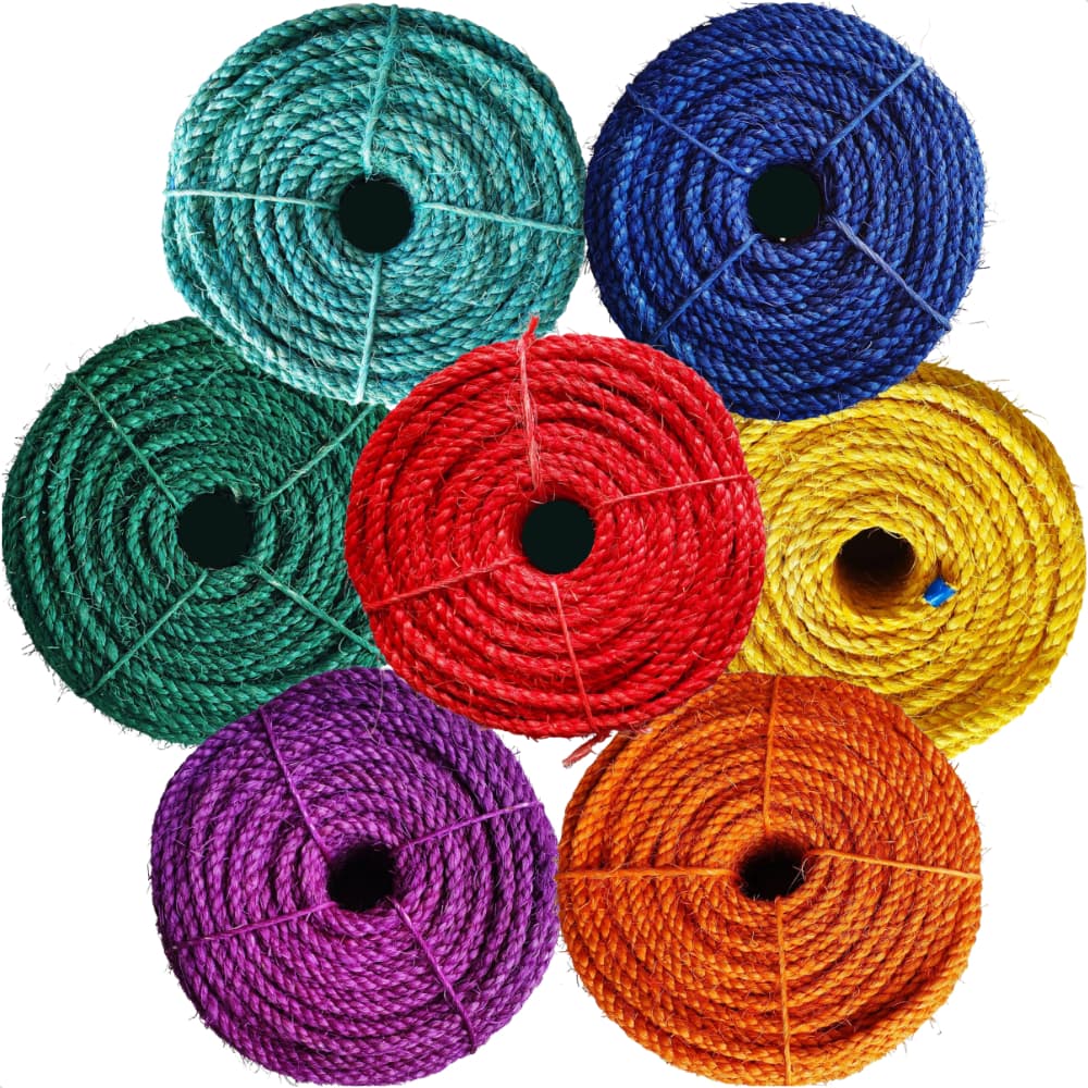 KIT 7 CORES CORDA DE SISAL LASIS 6MM 25M ARTESANATO ARRANHADORES DECORAÇÃO RUSTICA JUTA