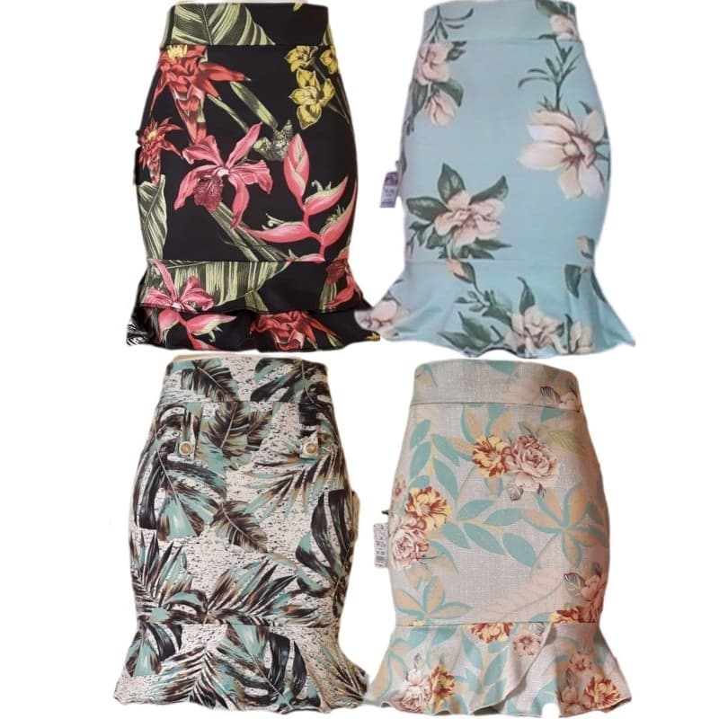 Saia moda evangélica kit 5 saias midi reta lapis babado