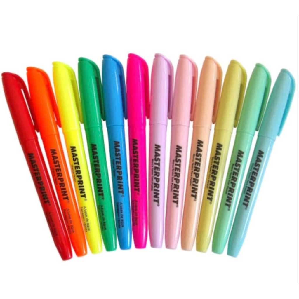 Marca texto Masterprint 6 Tom neon + 6 Tom Pastel - 12 Cores