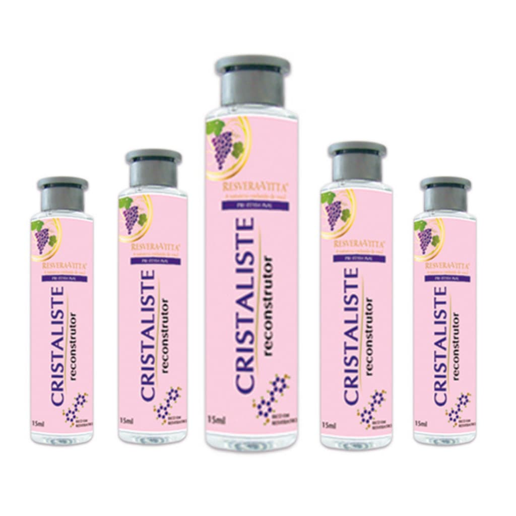 5 Ampola de Tratamento Capilar Cristaliste Reconstrutor Salão Profissional Resvera Vitta 15ml