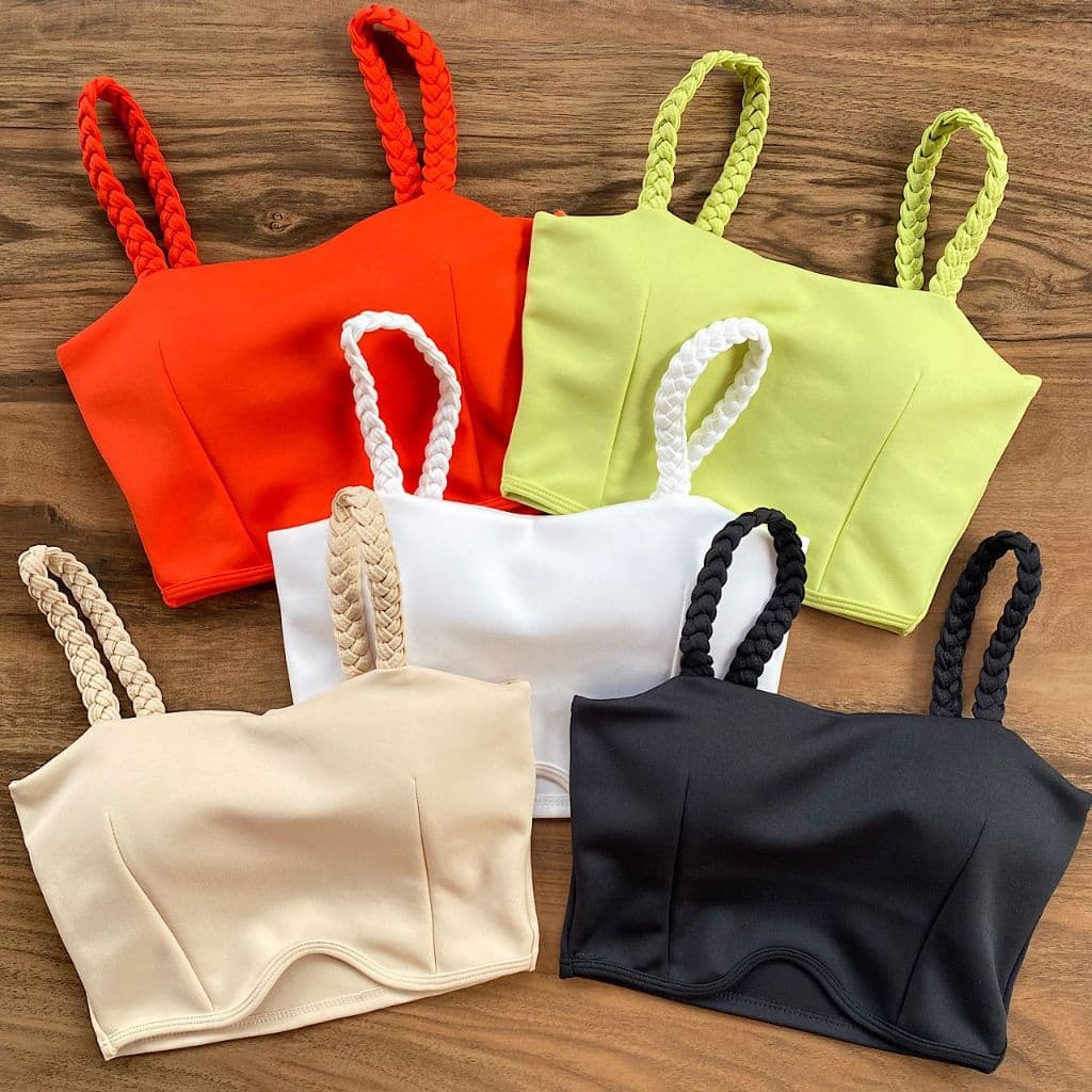 Cropped Feminino Alça Trançada Moda Verão Modinha Blogueira Várias Cores