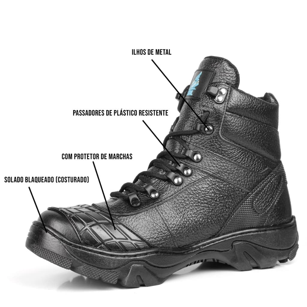 Bota Coturno Masculino SBL 9300 Couro Bovino e Palmilha Gel
