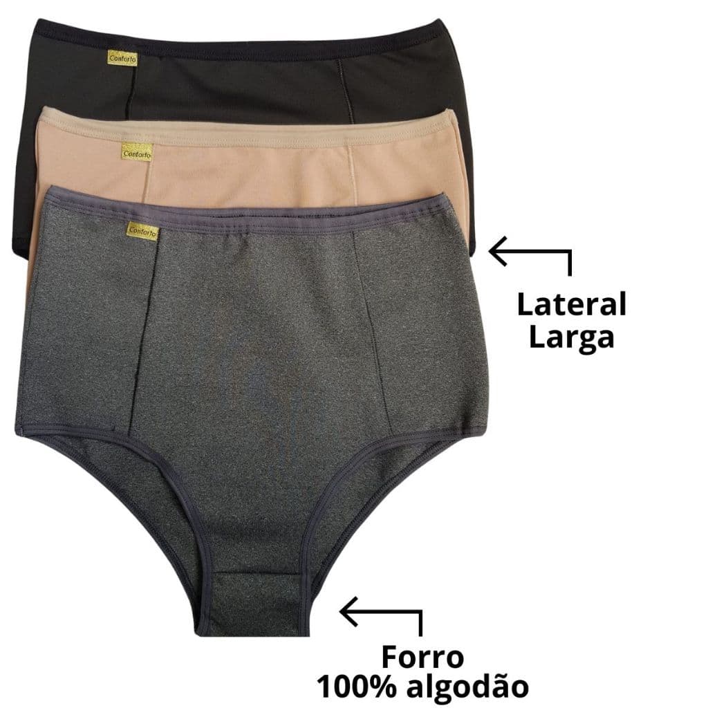 Kit 3 Calcinha Cinta Cintura Alta Pressão Conforto Segura Barriga - Isabela