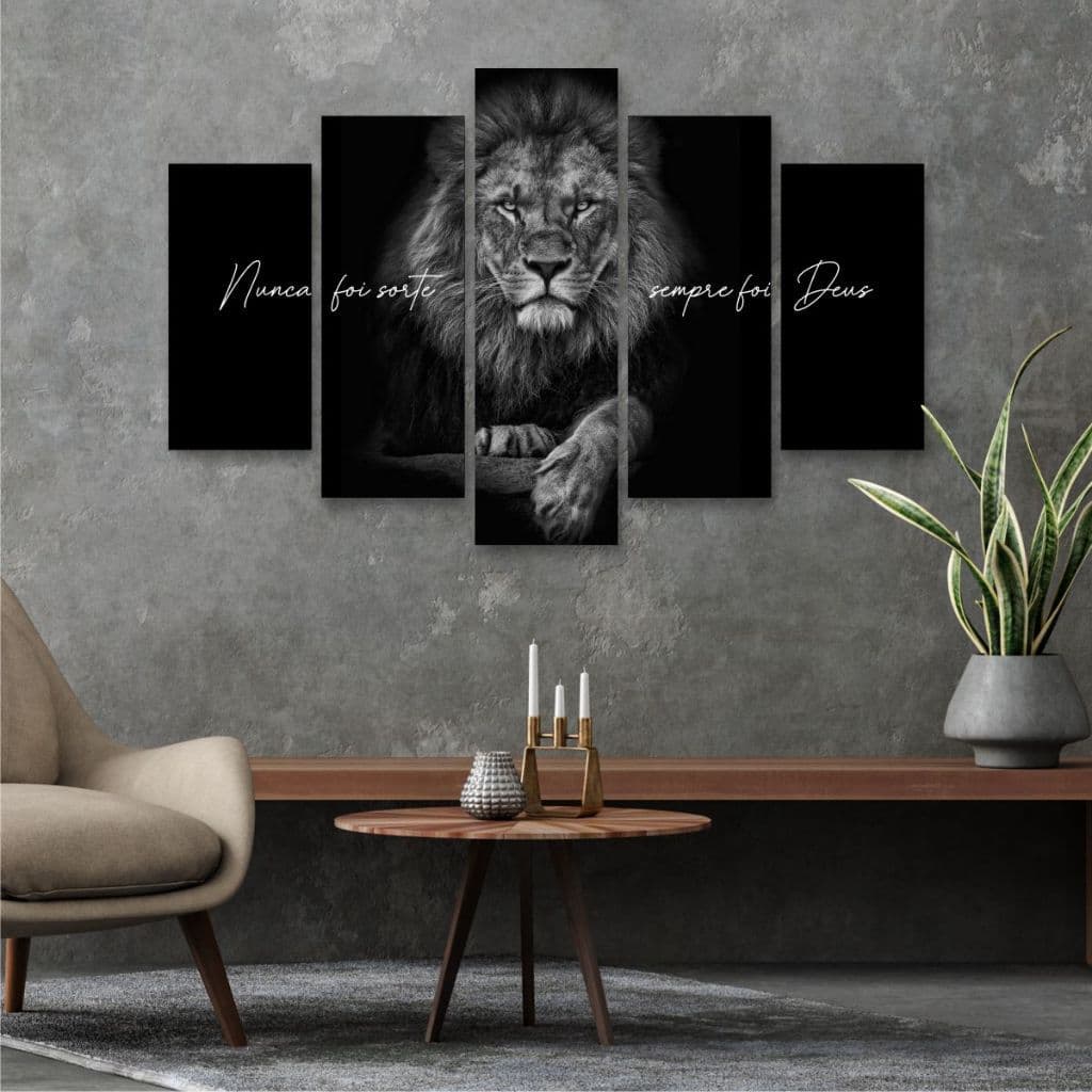 Quadro Decorativo Mosaico Leão de Judá Jesus Cristo 80x50