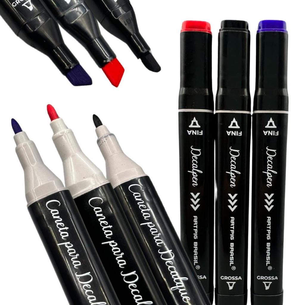 Caneta p/ pele Freehand Desenho Decalque tatuagem vermelho roxo preto