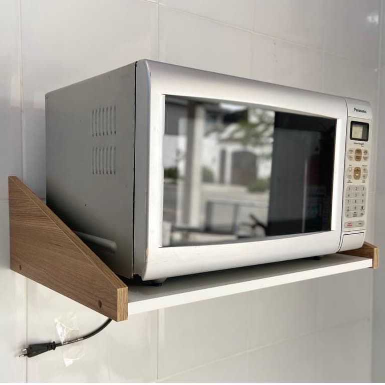 Suporte para Microondas 35L Branco com laterais Madeirado