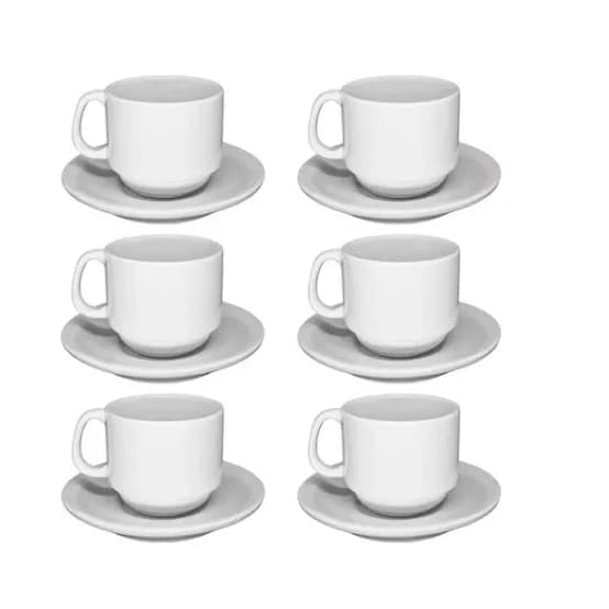 Kit Jogo 6 Xicaras de Chá e café Porcelana 170ML - xícara Branca, Preta e Decorada * Preço Promocional*