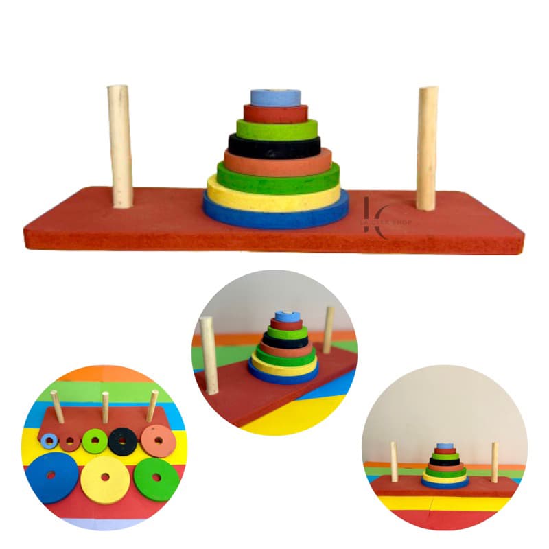 Torre de Hanói Desafio Brinquedo Educativo e Pedagógico em MDF