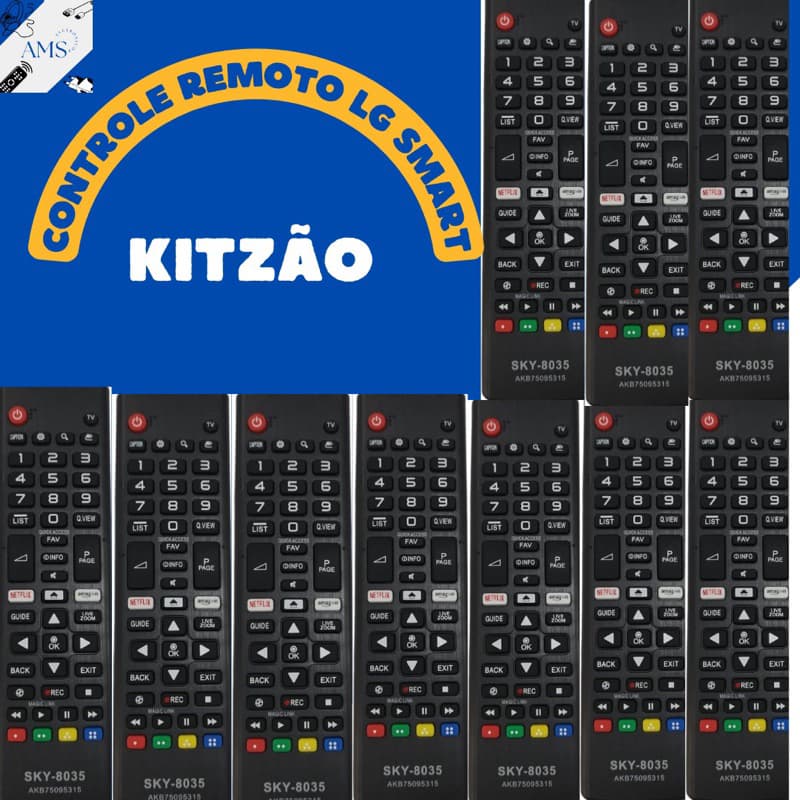 KIT 10 PEÇAS Controles Remoto Compatível com Tv Smart 8035