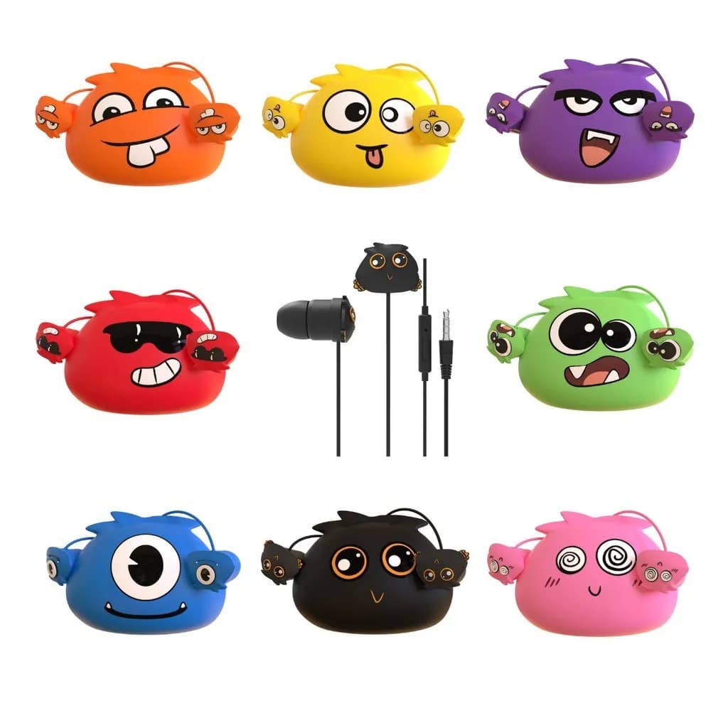 Fone de ouvido com fio infantil flexível novo monster original coleção jellie mons personagens