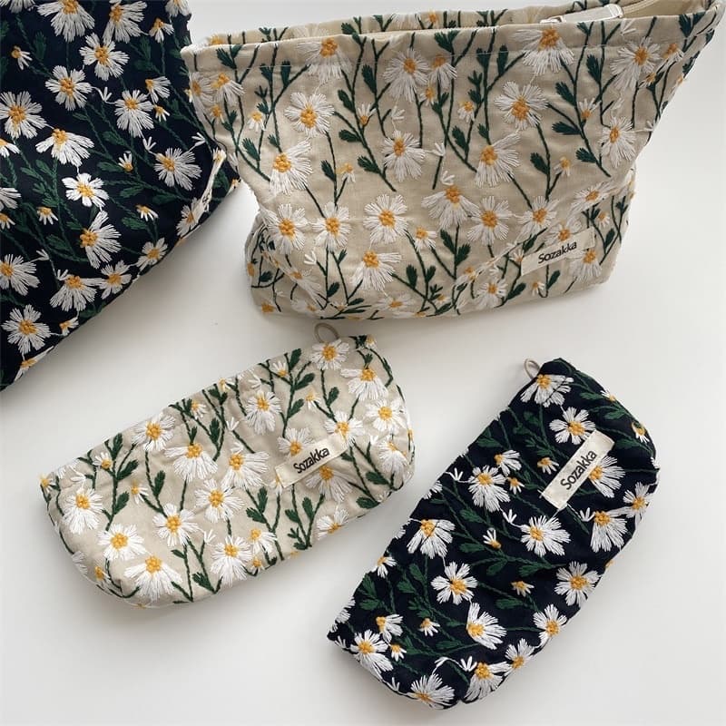 Necessaire Estojo Organizador Estampado Floral Viagem para Cabos, Cosméticos, Acessórios, Lápis, Itens Diversos