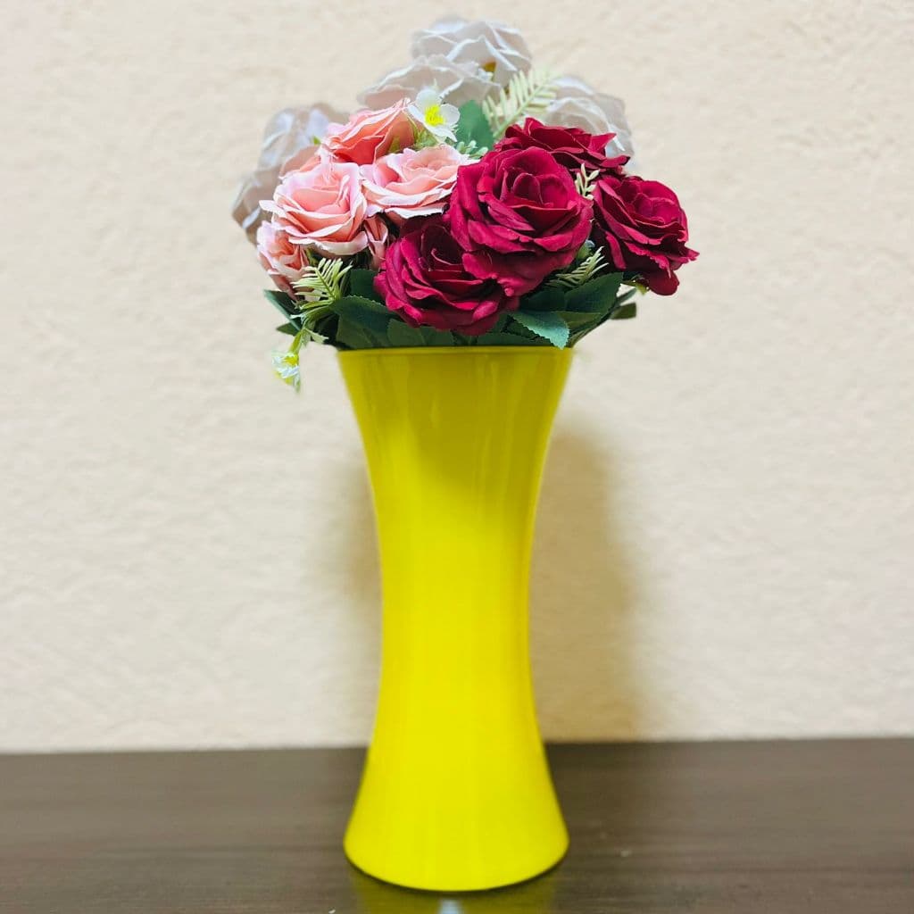 Vaso Bruxelas Julieta 30cm Decorado com Rosas artificiais