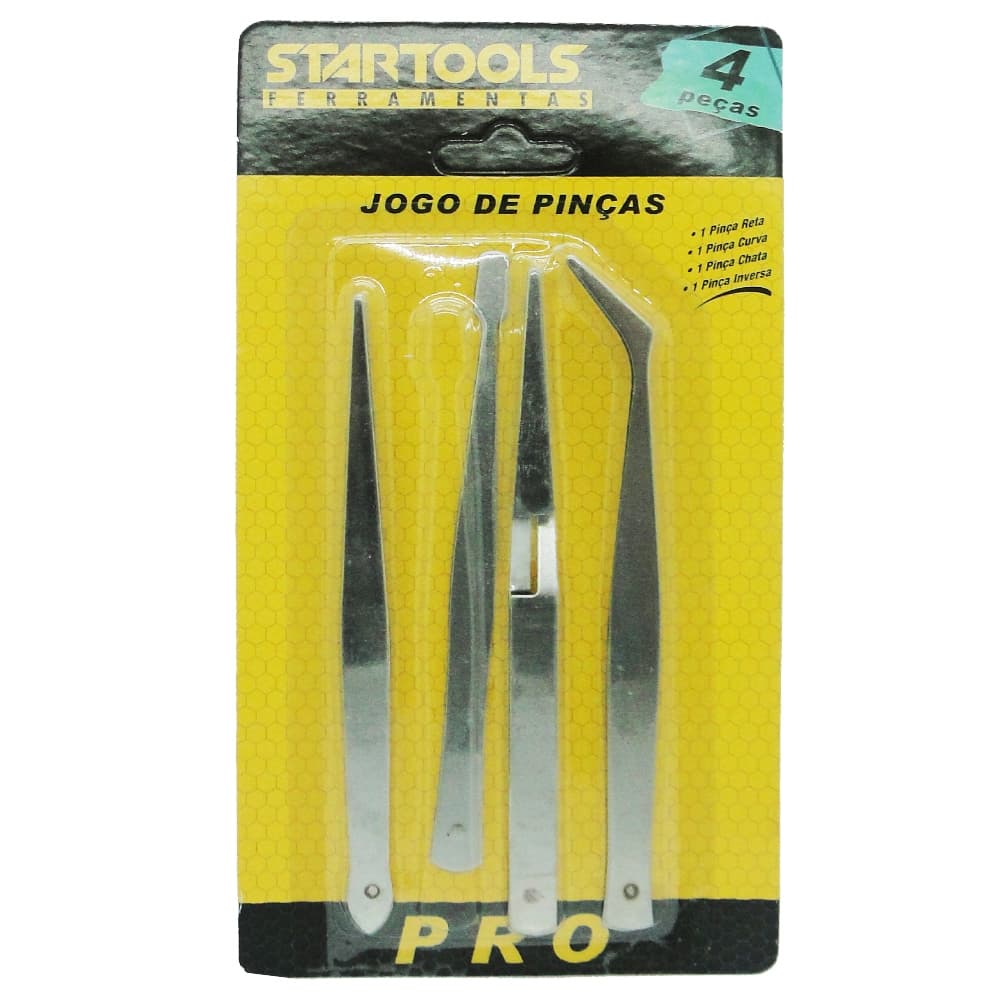 JOGO DE PINCA DE METAL PRO COM 4 PECAS NA CARTELA