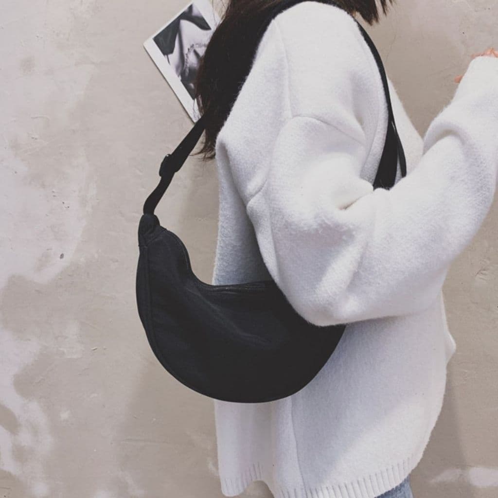 Bolsa Feminina Transversal Média Meia Lua Tecido