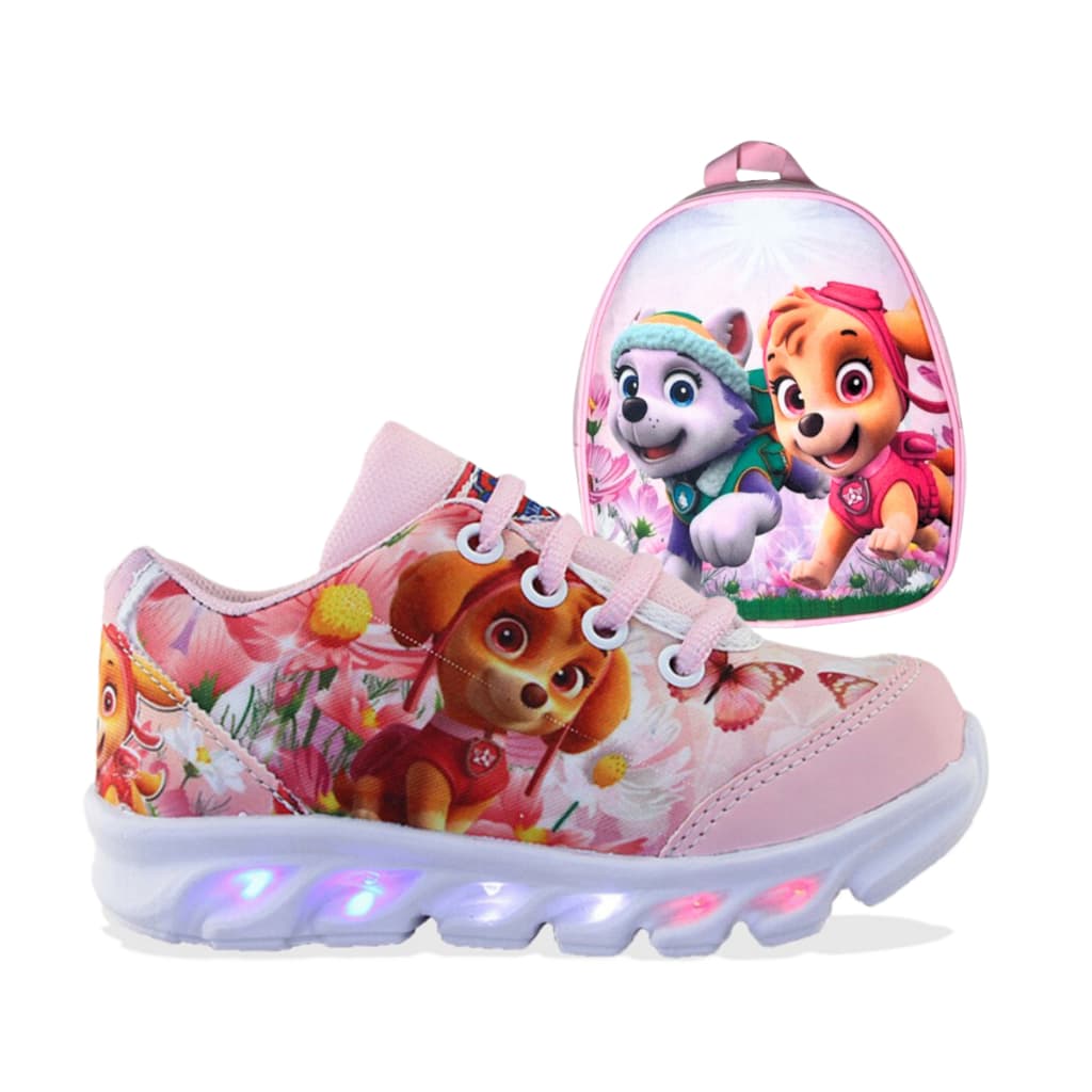 Tênis de Led Infantil Feminino Sky Com Luzinha Meninas Mais Mochila