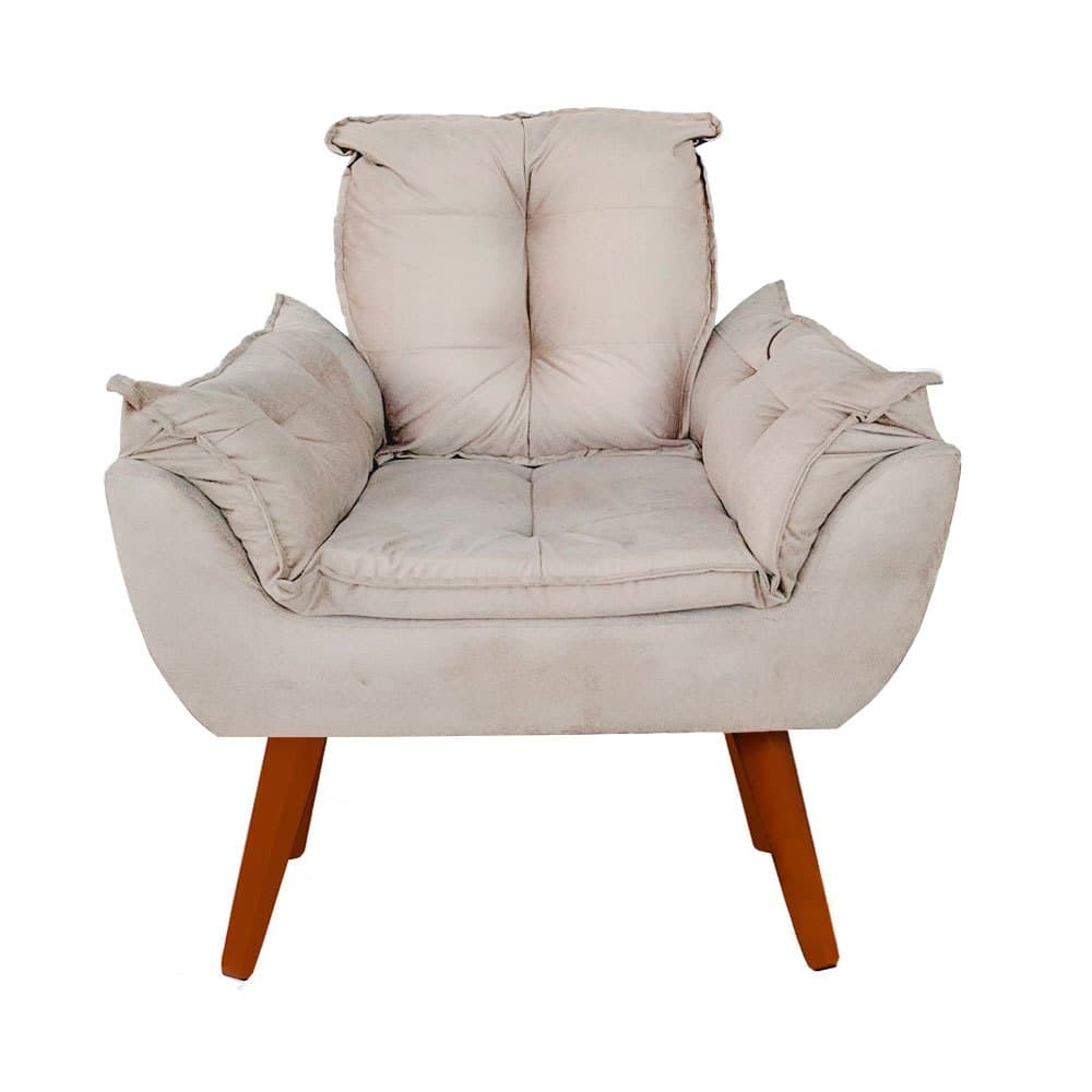 Poltrona Cadeira Opala Suede Cores Pés Palito