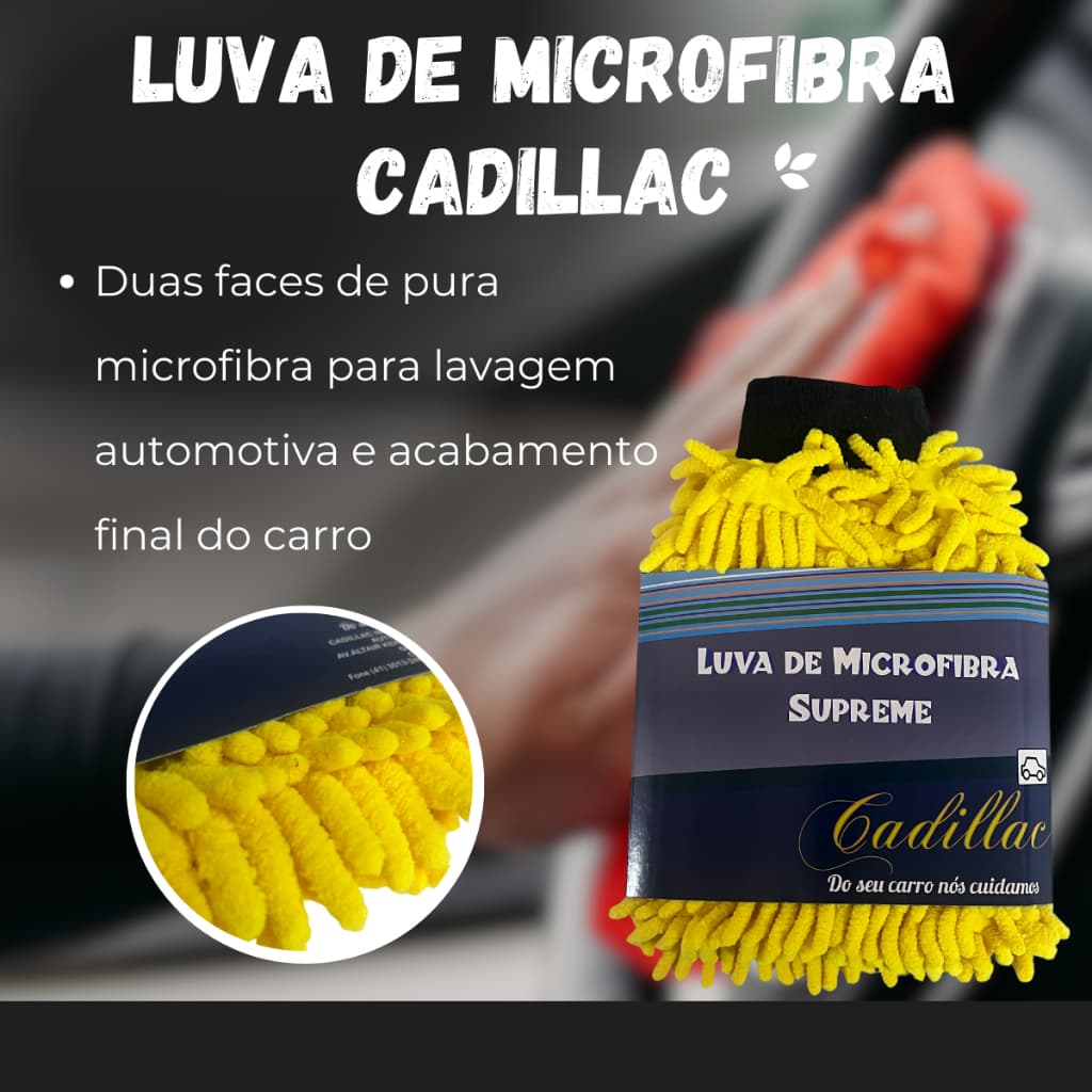 Luva Microfibra Multiuso para lavar Carro Moto Limpeza Lavagem Automotiva Cadillac