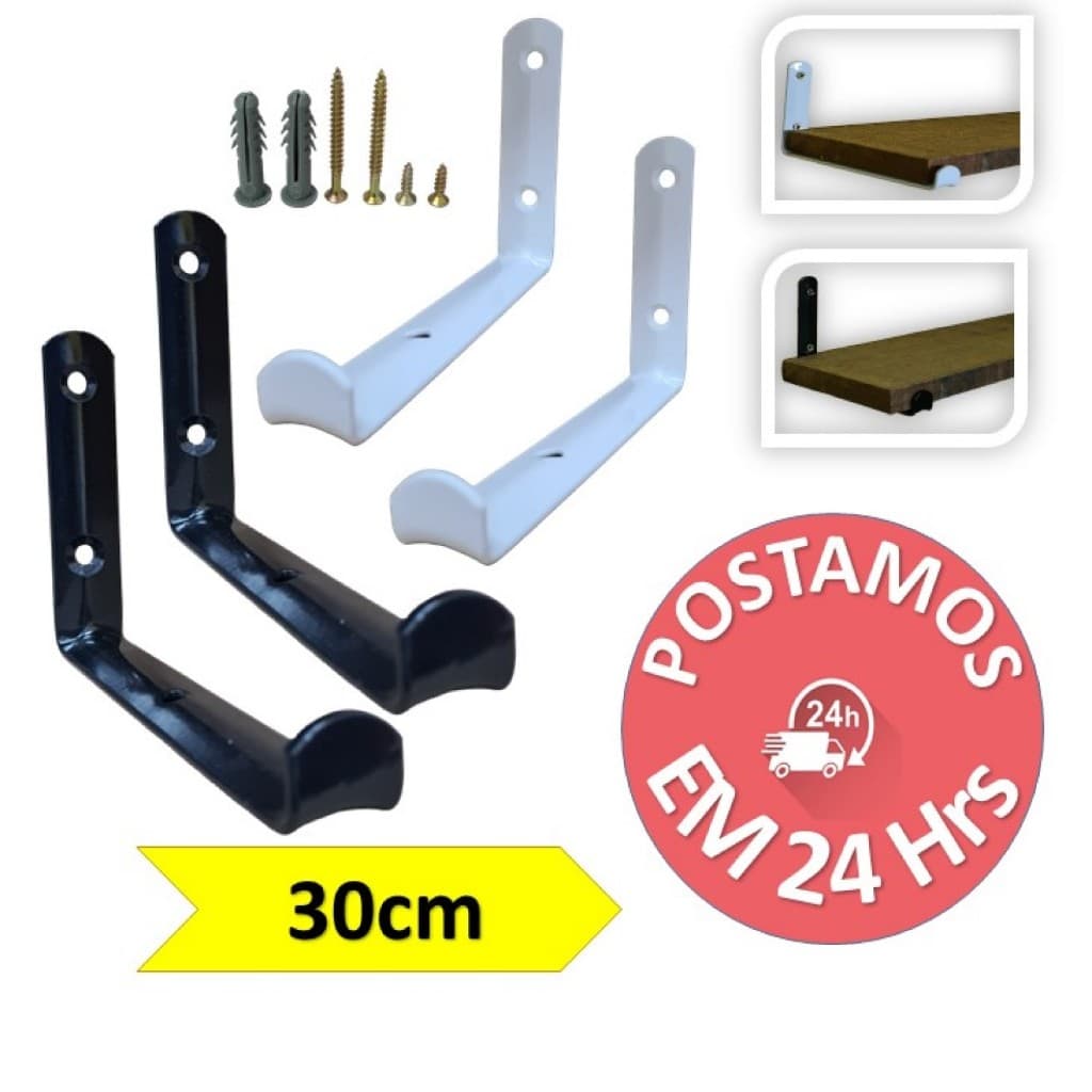 Mão Francesa Suporte Invertido Para Prateleiras Estilo Industrial 30cm + Kit Instalação