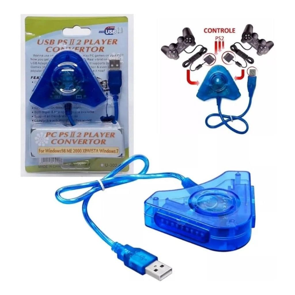 Adaptador Usb Duplo Controles Ps1/ps2 Para Pc Notebook