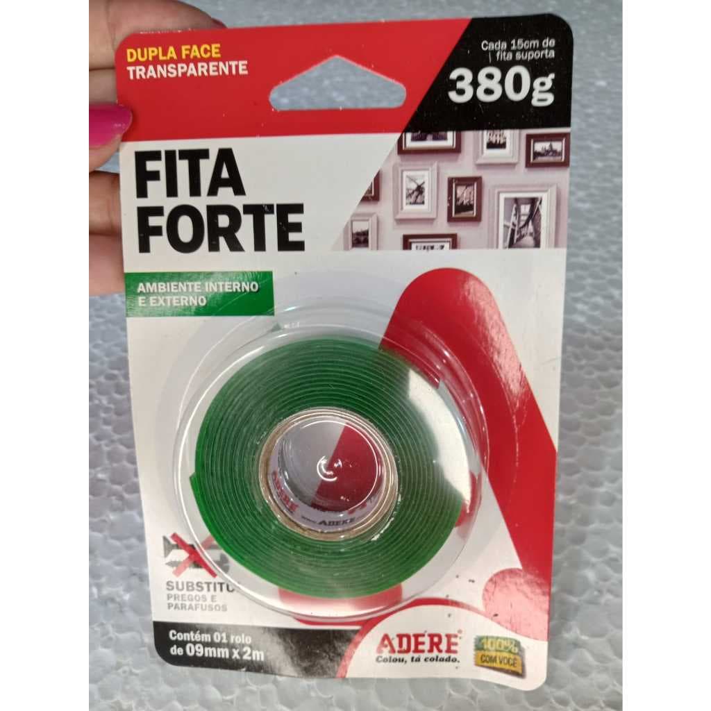 Fita Dupla Face Transparente Extra Forte 09mm x 2m Adere