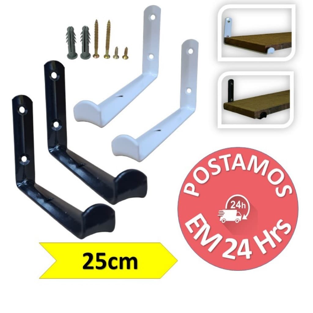 Mão Francesa Suporte Invertido Para Prateleiras Estilo Industrial 25cm + Kit Instalação